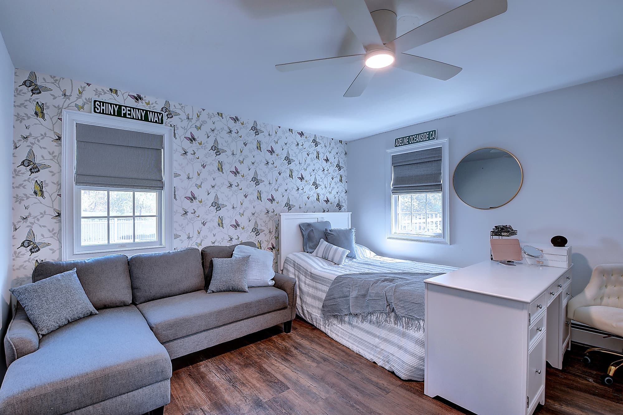 Additional bedroom with feature accent wall and adjoining sitting area