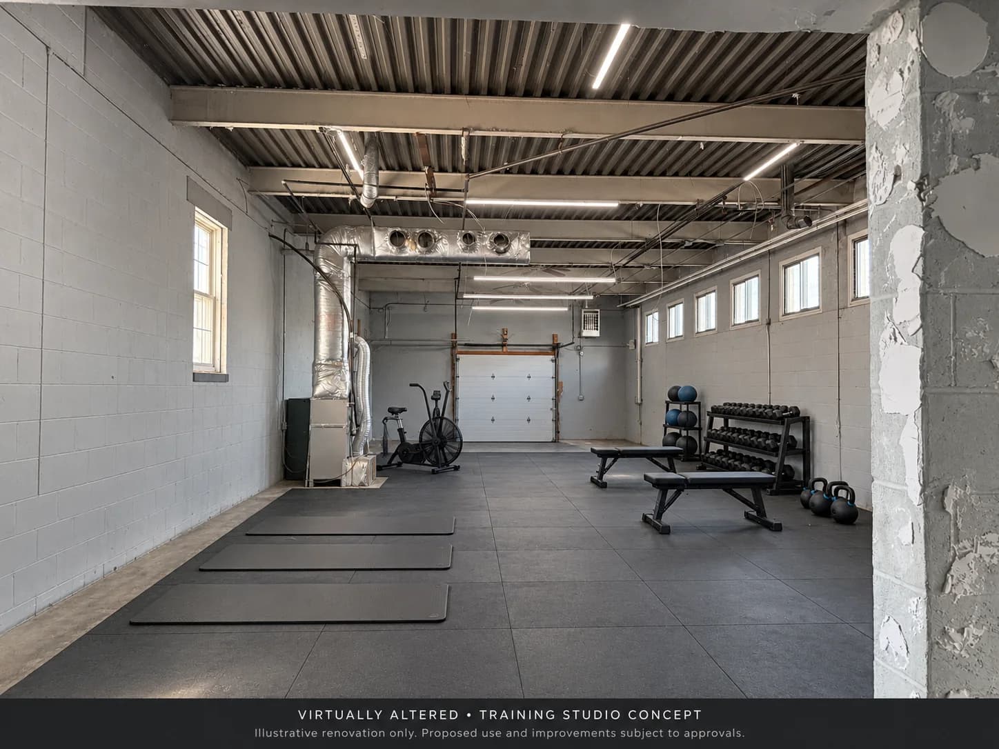 Virtually altered concept: Training + Creative Studio at 461 Wethersfield Avenue; not current condition