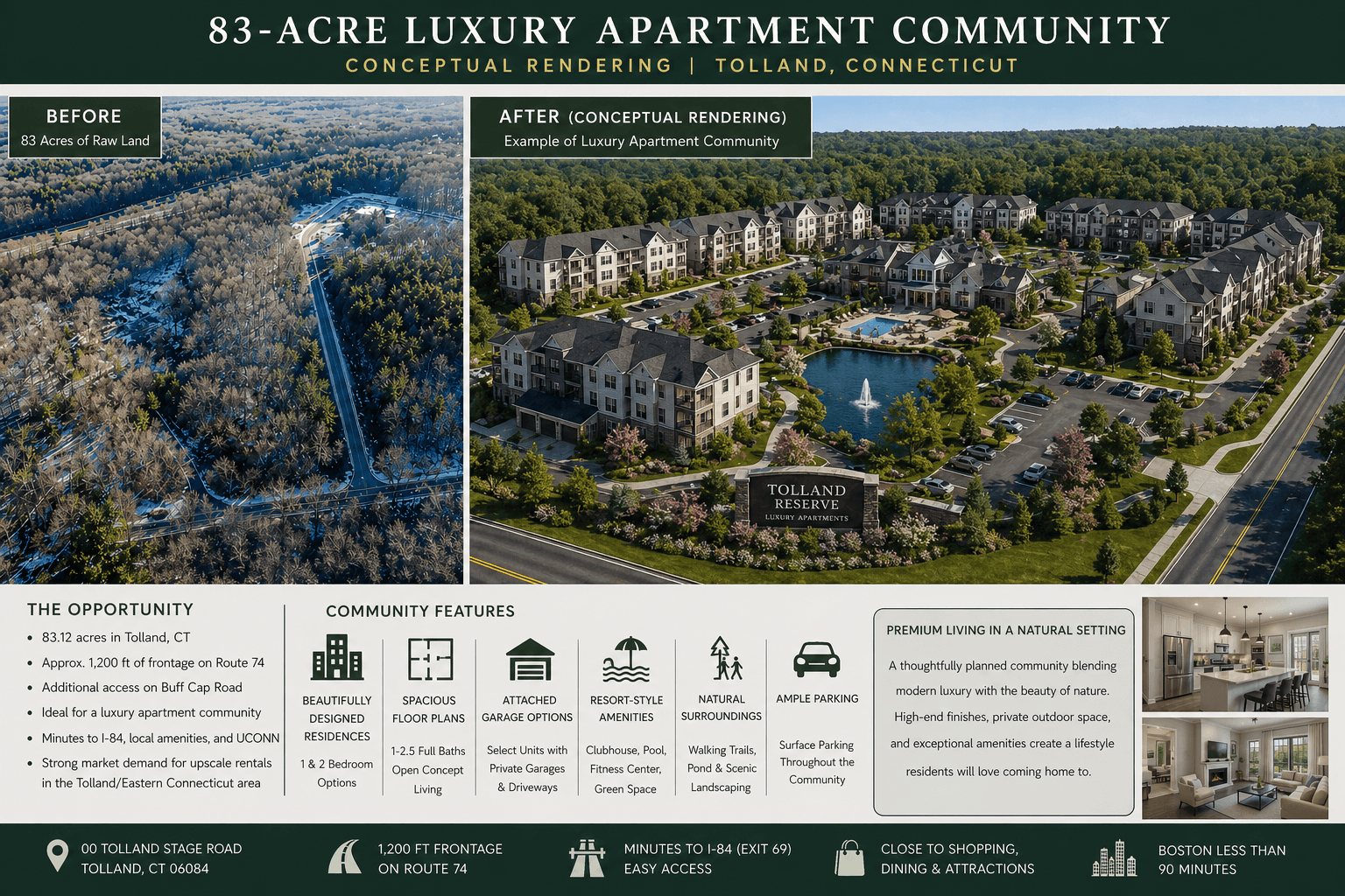 Conceptual rendering of luxury apartments on the Tolland Stage Road parcel